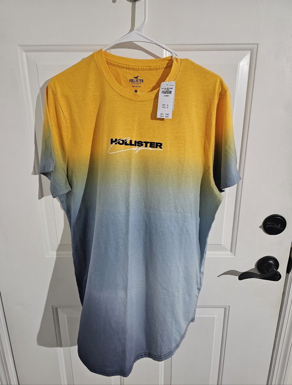 Hollister Yellow-to-Blue Ombre Logo Short Sleeve Tee NWT